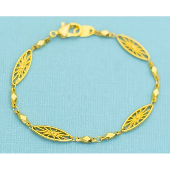 Vintage Long Oval Floral Sun Bracelet 7 inch by Avon - E5 - Picture 2 of 3